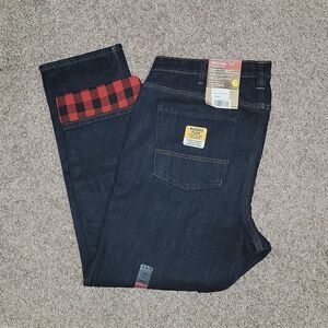 New Carhartt Rugged Flex Original Fit Flannel Lined Dark Denim Jeans 16W Regular